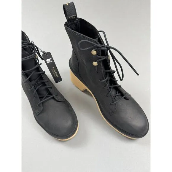 Sorel Hi-Line Boots Waterproof Lace Up Black Suede Chelsea US 9 EU 40