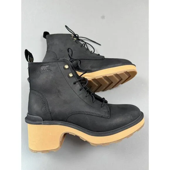 Sorel Hi-Line Boots Waterproof Lace Up Black Suede Chelsea US 9 EU 40