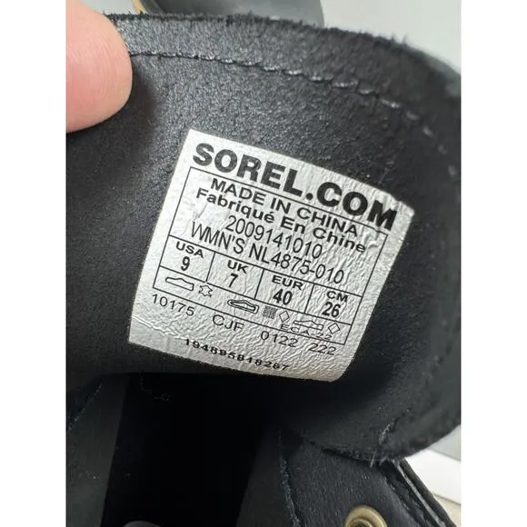 Sorel Hi-Line Boots Waterproof Lace Up Black Suede Chelsea US 9 EU 40