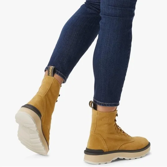 Sorel Hi Line Platform Combat Boots Geo Yellow size 10 new