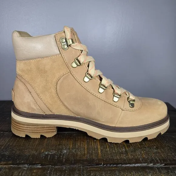 Sorel Lennox Hiker Womens Size 9.5 Lace Up Waterproof Ankle Boots Brown Leather