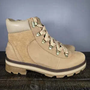 Sorel Lennox Hiker Womens Size 9.5 Lace Up Waterproof Ankle Boots Brown Leather