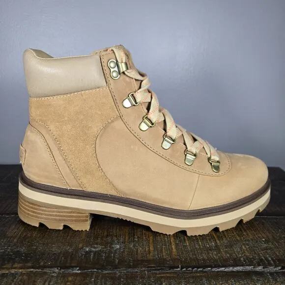 Sorel Lennox Hiker Womens Size 9.5 Lace Up Waterproof Ankle Boots Brown Leather