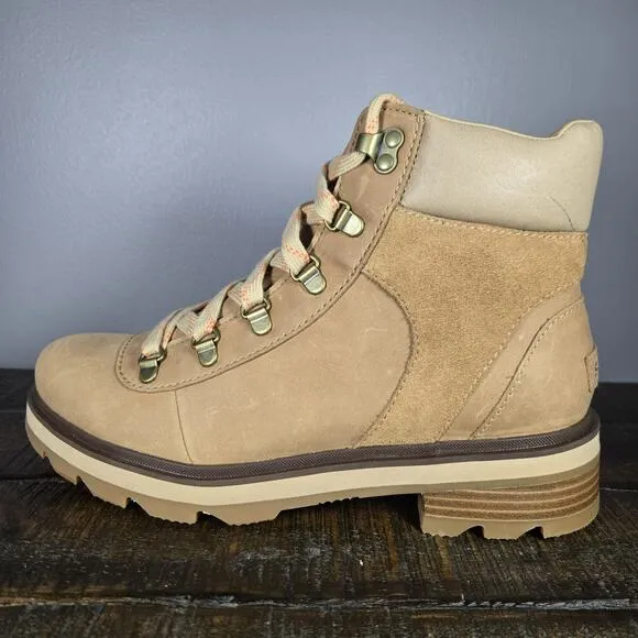Sorel Lennox Hiker Womens Size 9.5 Lace Up Waterproof Ankle Boots Brown Leather