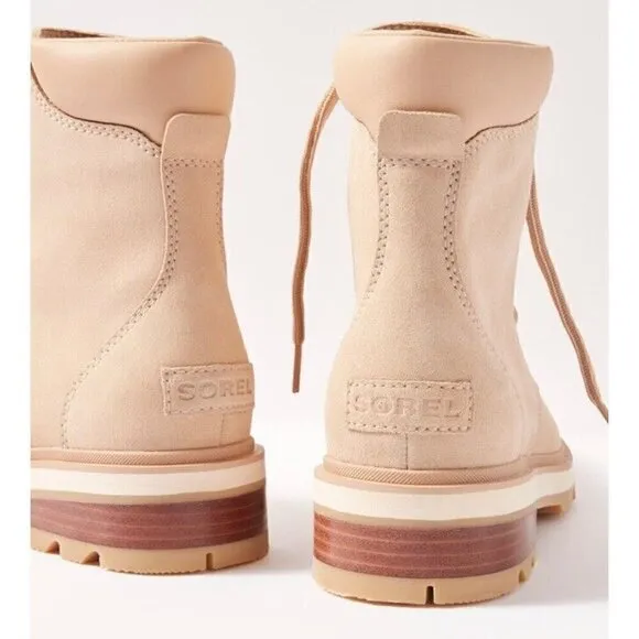 Sorel Lennox Lace Boot‎ Womens 6.5 Camel Tan Suede Ankle Bootie New
