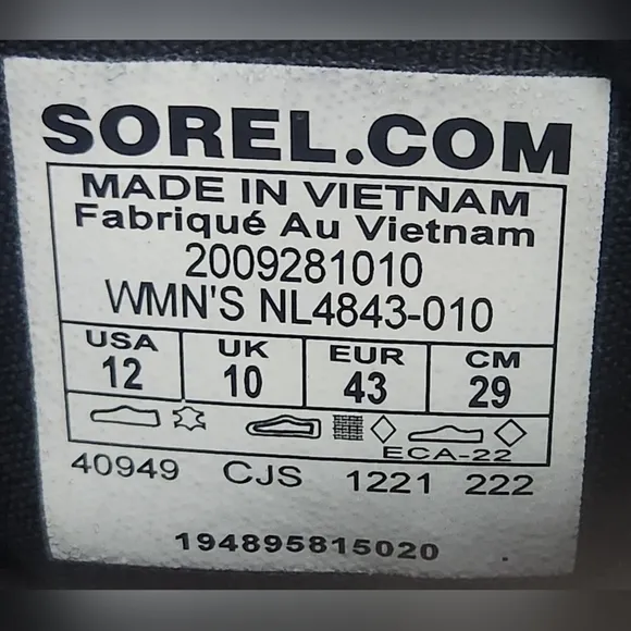 SOREL Lennox™ Lace STKD Waterproof Black Boots Women's Size 12