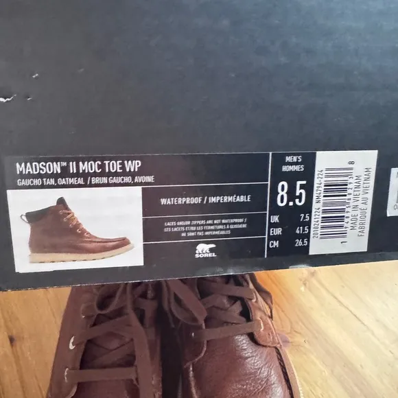 Sorel madson ll moc toe brown waterproof boots size 8.5