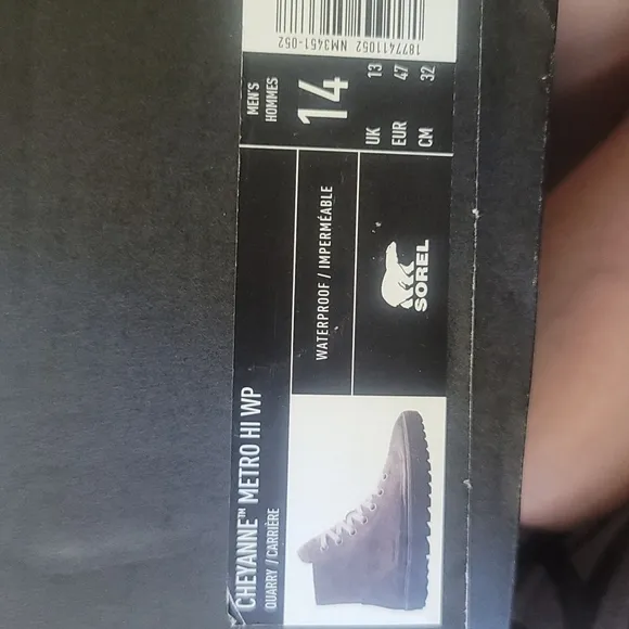 SOREL MEN'S CHEYANNE METRO WATERPROOF BOOTS: GRAY: NEW IN BOX: SIZE 14