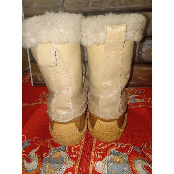 Sorel Nanook Snow Winter Tan Leather Wool Liners Lace Up Boots WOMENS GB 5 US 7
