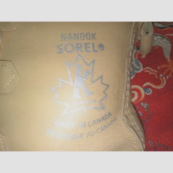 Sorel Nanook Snow Winter Tan Leather Wool Liners Lace Up Boots WOMENS GB 5 US 7