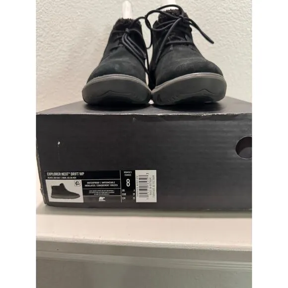 SOREL NWB $135 Explorer Next Drift WP Leather Chukka Black Size Women's 8
