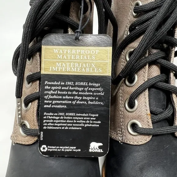 Sorel PDX Wedge Ankle Boots Women Size 8.5 Shoes Waterproof Lace Black Tan