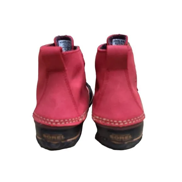 Sorel Red Black Gypsy Out N About Waterproof Lace Up Ankle Boots NEW 7 1/2