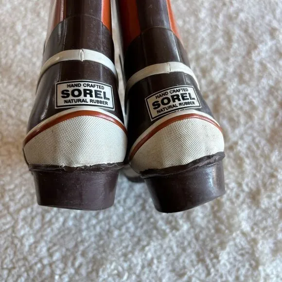 SOREL SORELLINGTON Women’s Size 8 Rubber Waterproof Tall Rain Brown Orange Boots