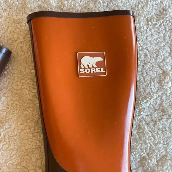 SOREL SORELLINGTON Women’s Size 8 Rubber Waterproof Tall Rain Brown Orange Boots