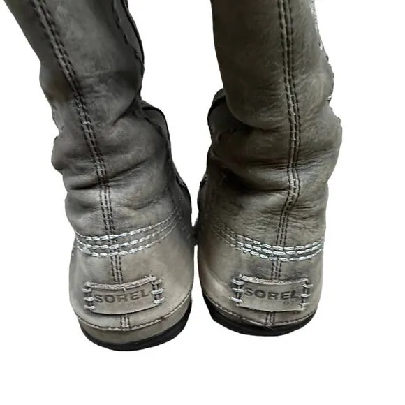 Sorel Stone Brown Cate the Great duck boots tall lined waterproof winter SZ 6