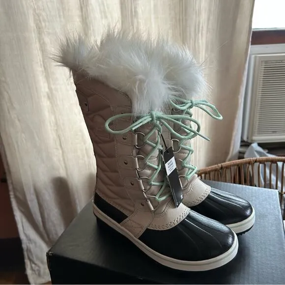 Sorel Tofino II WP Fawn Sea Sprite Fur Lace Up Waterproof Winter Boots NEW 6.5