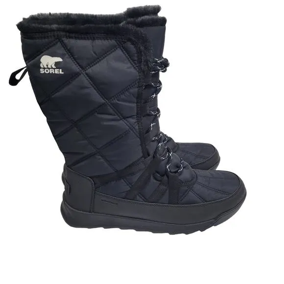 Sorel Whitney 11 Tall Lace Up Black Boots Size 9M NWB 11123-1TClo