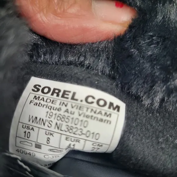 Sorel Whitney 11 Tall Lace Up Black Boots Size 9M NWB 11123-1TClo