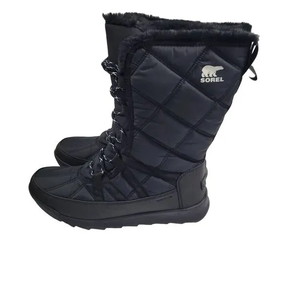 Sorel Whitney 11 Tall Lace Up Black Boots Size 9M NWB 11123-1TClo