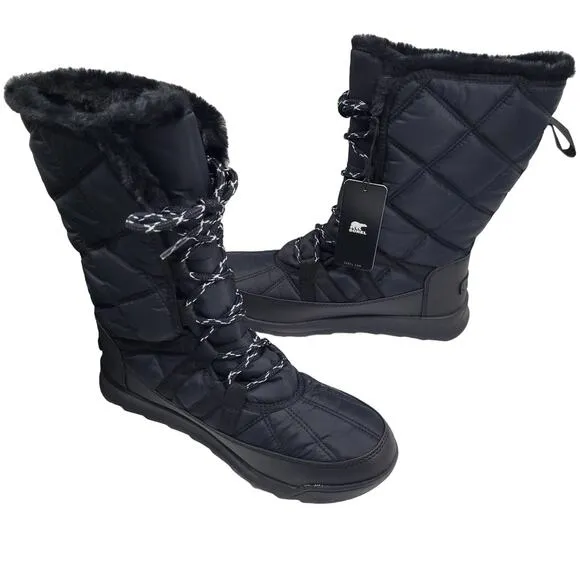 Sorel Whitney 11 Tall Lace Up Black Boots Size 9M NWB 11123-1TClo