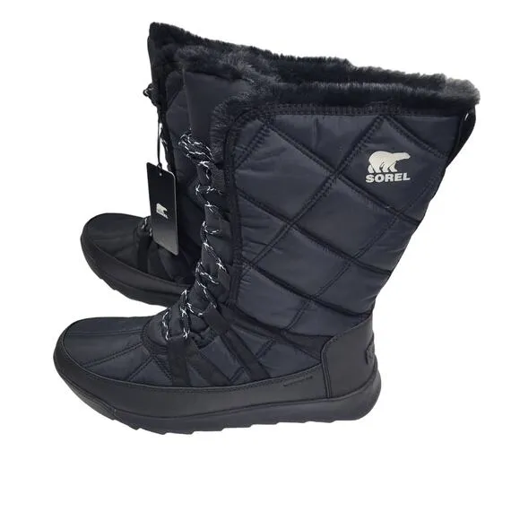 Sorel Whitney 11 Tall Lace Up Black Boots Size 9M NWB 11123-1TClo