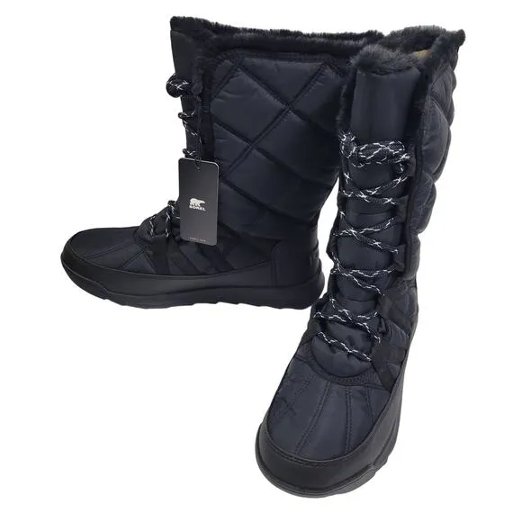 Sorel Whitney 11 Tall Lace Up Black Boots Size 9M NWB 11123-1TClo