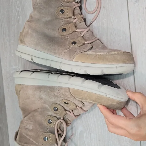 Sorel Women Ankle Leather Snow Winter Fur Boots shoes sz 8.5