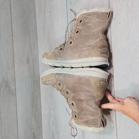 Sorel Women Ankle Leather Snow Winter Fur Boots shoes sz 8.5