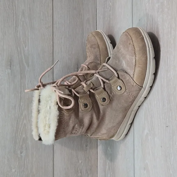Sorel Women Ankle Leather Snow Winter Fur Boots shoes sz 8.5