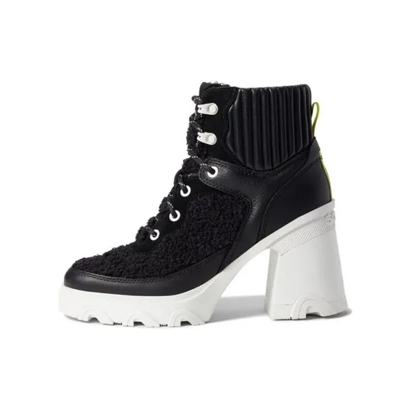 Sorel Women's Brex Heel Cozy Lace Booties Boots Sizes 9.5 Black Sea Salt NEW