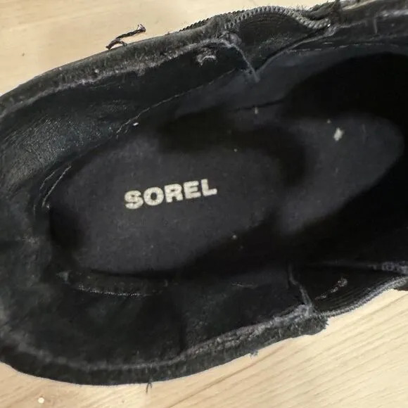 Sorel Women's Emelie Chelsea Black Leather Boots Size‎ 7.5 Ankle