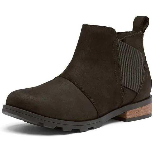 Sorel Women's Emelie Chelsea Black Leather Boots Size‎ 7.5 Ankle