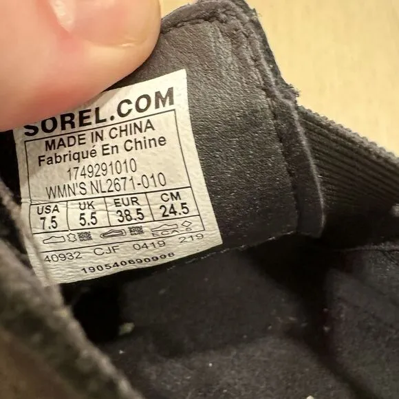 Sorel Women's Emelie Chelsea Black Leather Boots Size‎ 7.5 Ankle