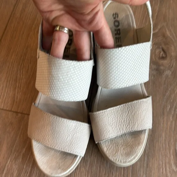 SOREL WOMENS JOANIE II SLINGBACK SANDAL CREAMLEATHER SIZE 10