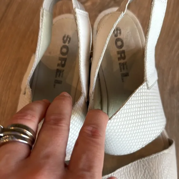 SOREL WOMENS JOANIE II SLINGBACK SANDAL CREAMLEATHER SIZE 10