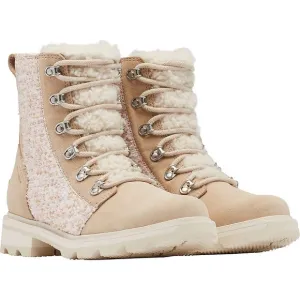 Sorel Women's Lennox Lace cozy WP lamb shearling lace up boots cream 7 N…