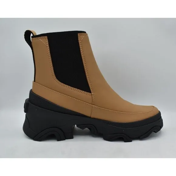 Sorel Womens Size 7 Brex Tawny Buff Black Leather Waterproof Chelsea Boots Shoes