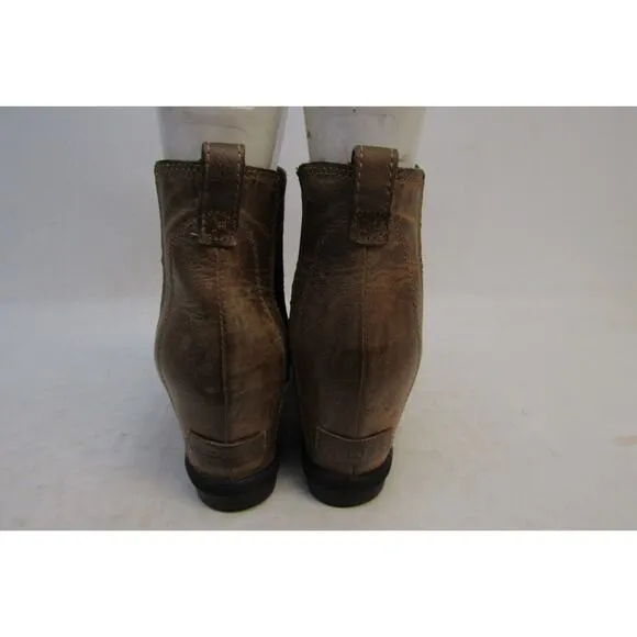 Sorel Womens Size 8 Brown Leather Chelsea Wedge Ankle Fashion Boots Bootie