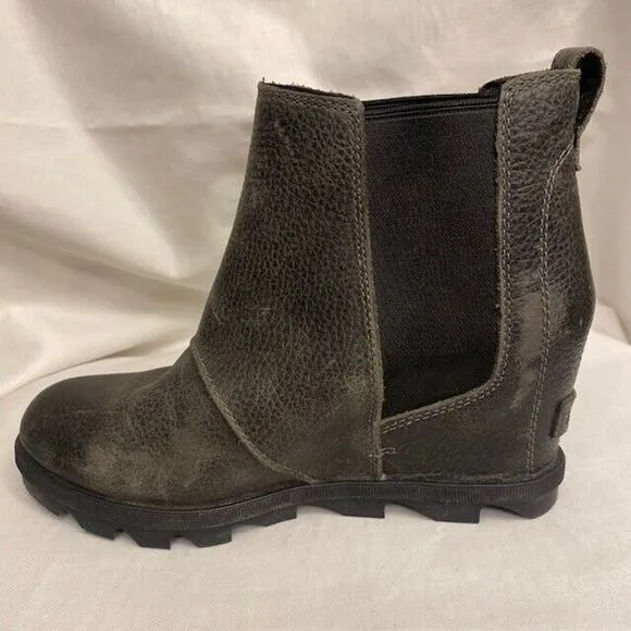 SOREL Womens Size 8.5 Joan of Arctic Hidden Wedge II Chelsea Ankle Boots Black