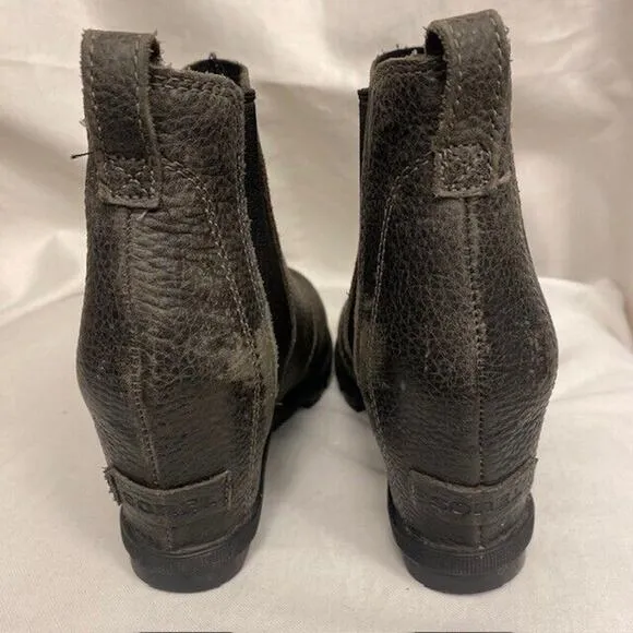 SOREL Womens Size 8.5 Joan of Arctic Hidden Wedge II Chelsea Ankle Boots Black