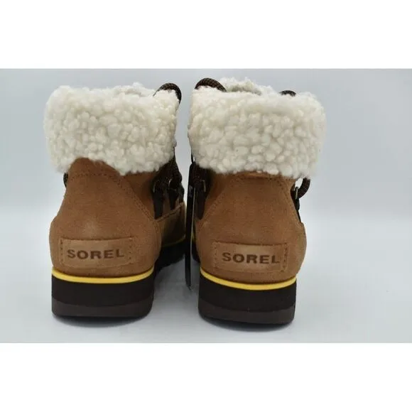 Sorel Womens Size 9 Harlow Lace Velvet Tan Blackened Brown Waterproof Boots