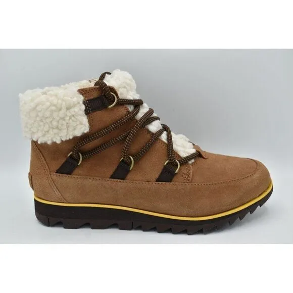 Sorel Womens Size 9 Harlow Lace Velvet Tan Blackened Brown Waterproof Boots