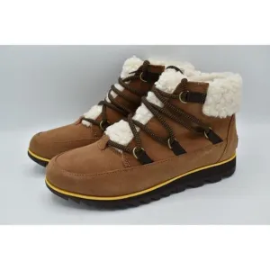 Sorel Womens Size 9 Harlow Lace Velvet Tan Blackened Brown Waterproof Boots