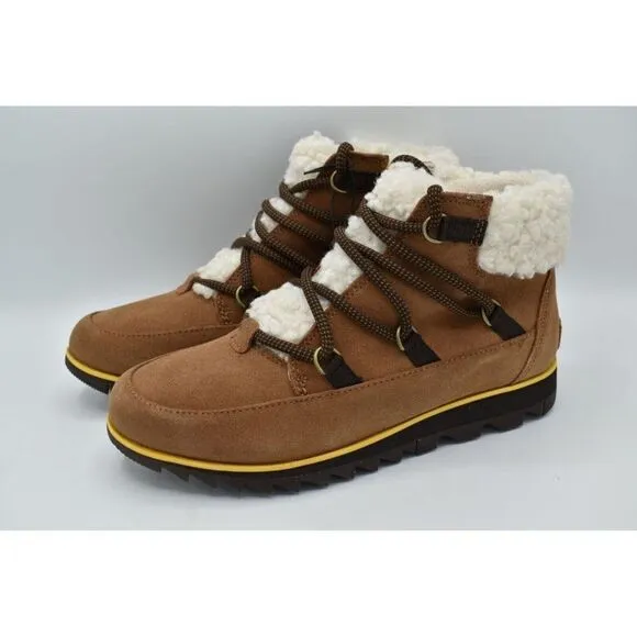 Sorel Womens Size 9 Harlow Lace Velvet Tan Blackened Brown Waterproof Boots