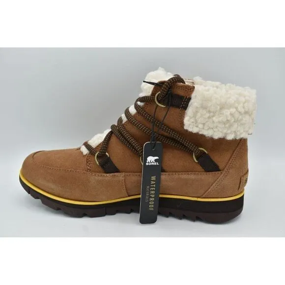 Sorel Womens Size 9 Harlow Lace Velvet Tan Blackened Brown Waterproof Boots
