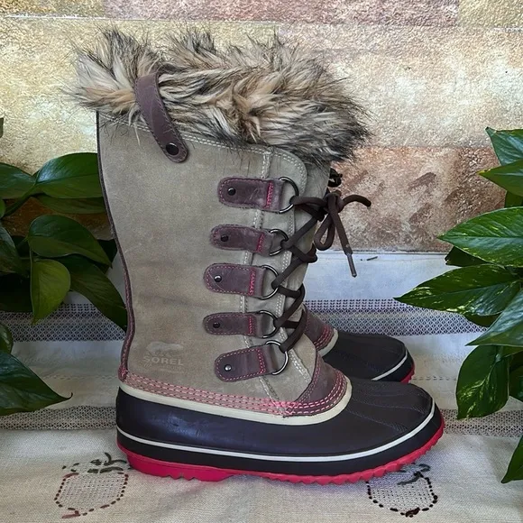 Sorel Women’s Waterproof Joan Of Arctic Suede Leather Faux Fur Snow Winter Boots