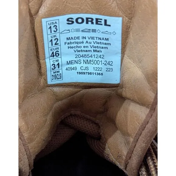 Sorel Madson ll Chore Waterproof Men's 13 Brown Lace Up Boot NM5001-242
