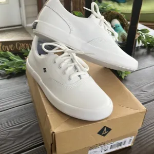 Sperry boys white leather sneaker