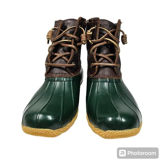 Sperry Saltwater Duck Boot Green and Brown, Women's Size 7